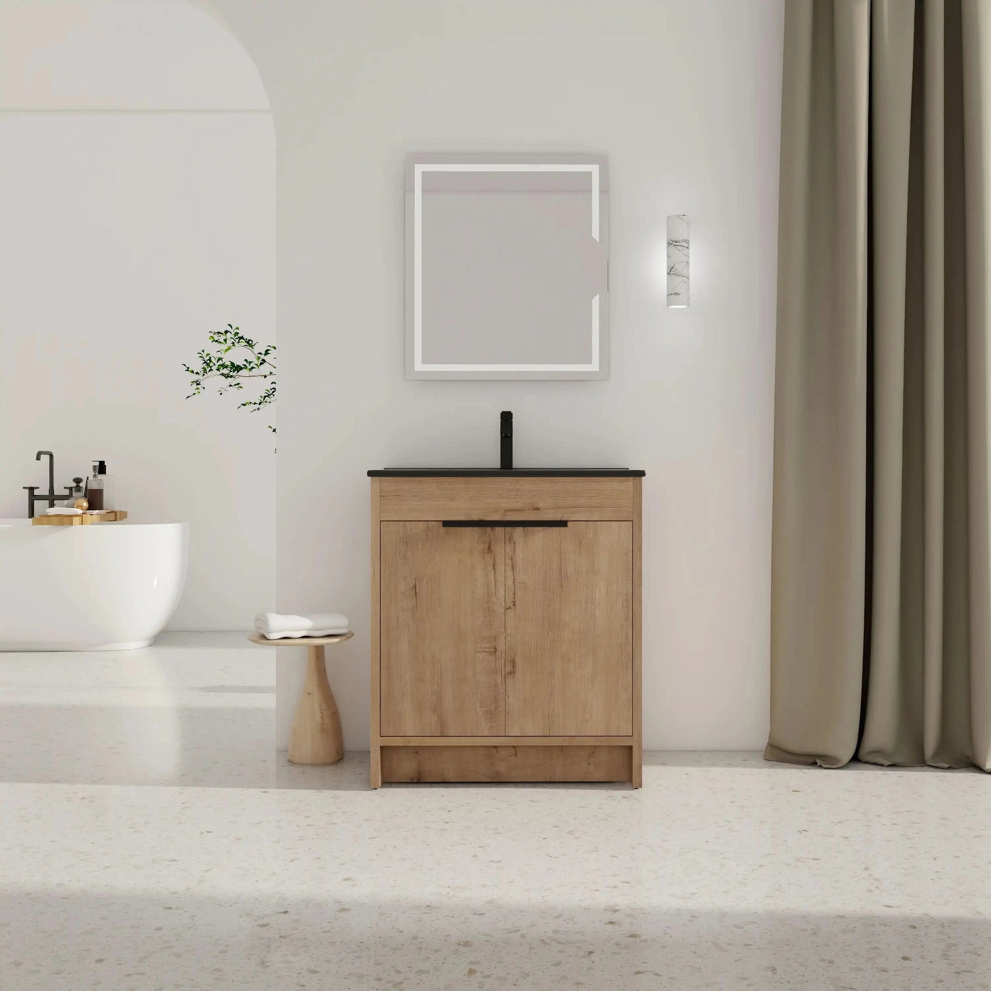 Freestanding Bathroom Vanity with Sink &amp; 2 Soft-Close Doors color: Imitative Oak