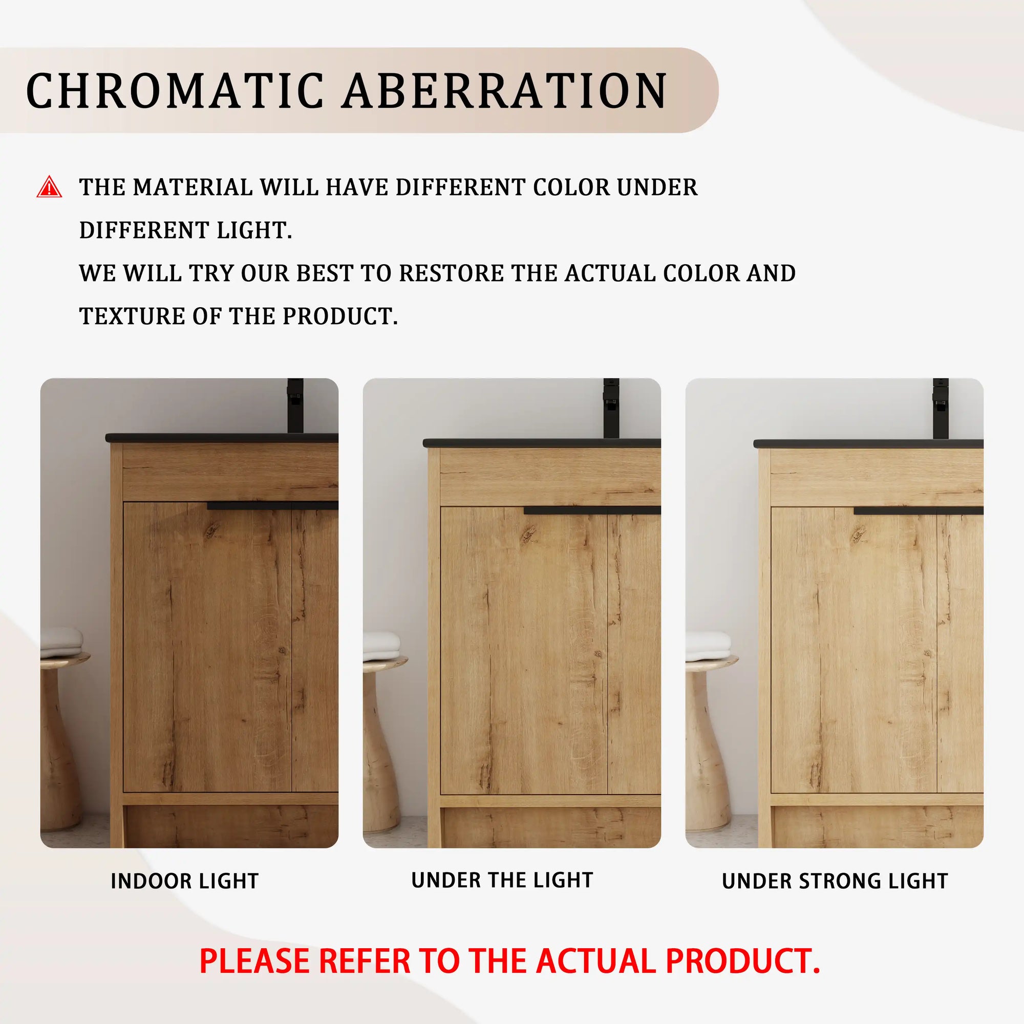 Havenoak Series 24" Imitative Oak Freestanding Bathroom Vanity with Black Integrated Sink