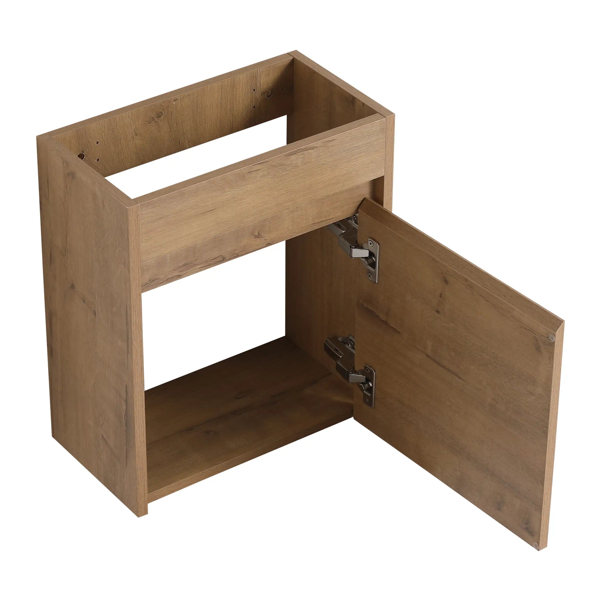 16" single floating bathroom vanity wood cabinet with open door and under-sink storage