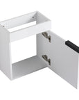 16" white vanity with open door and under-sink storage cabinet