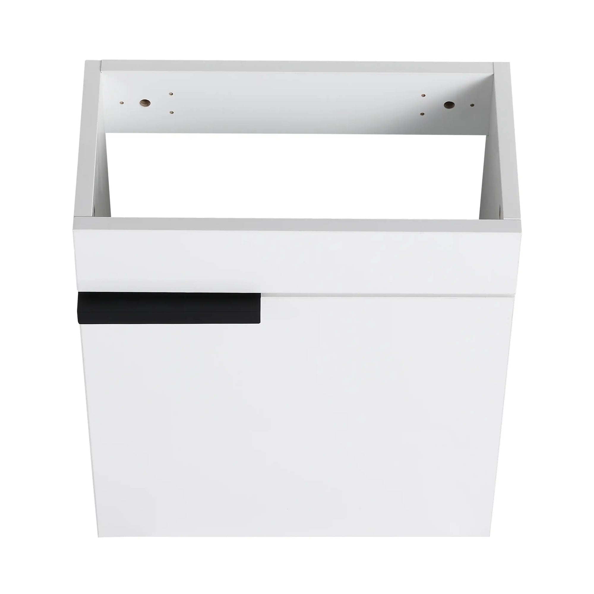 16" white vanity cabinet frame with black handle detail