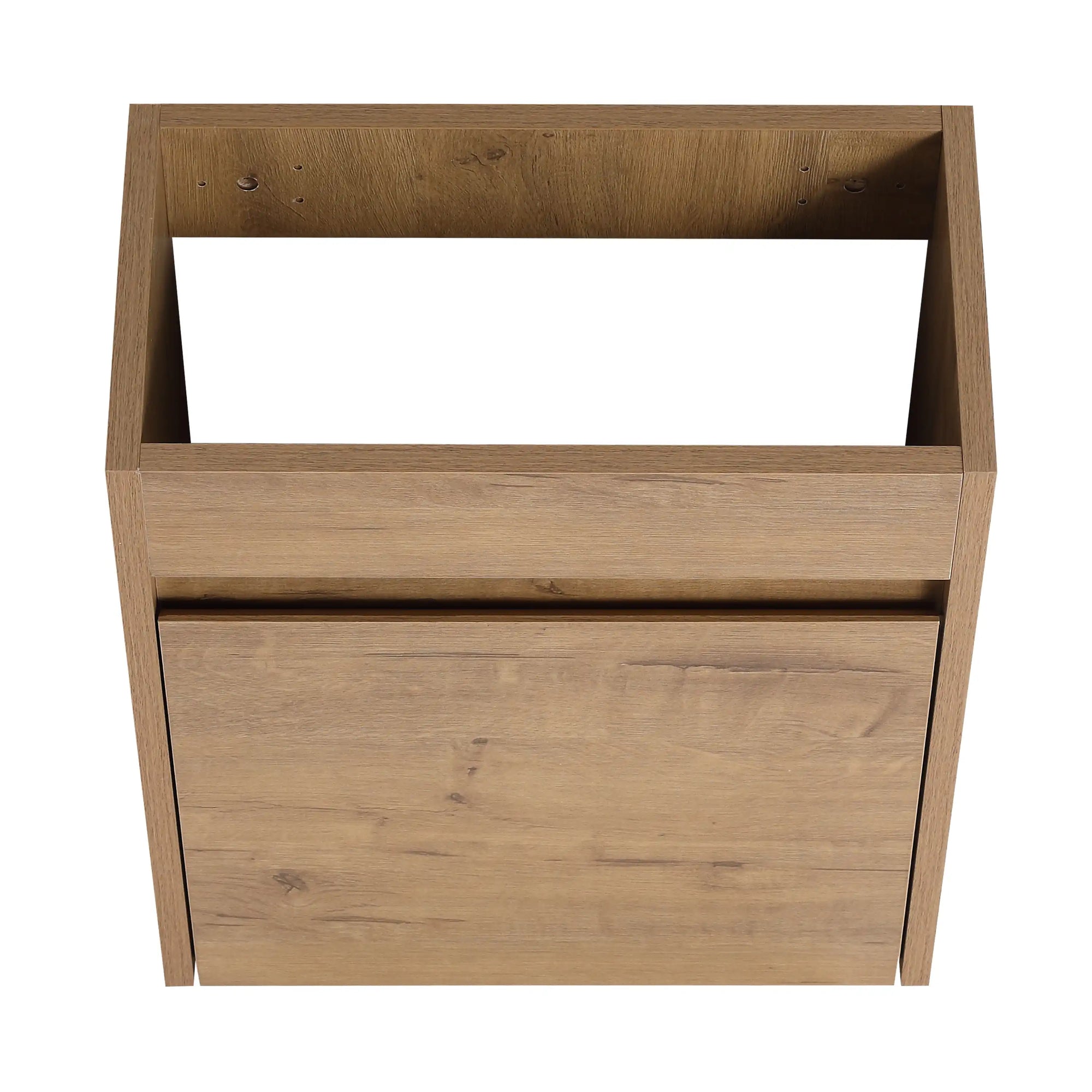 16" single floating bathroom vanity with wood cabinet front and compact sink opening