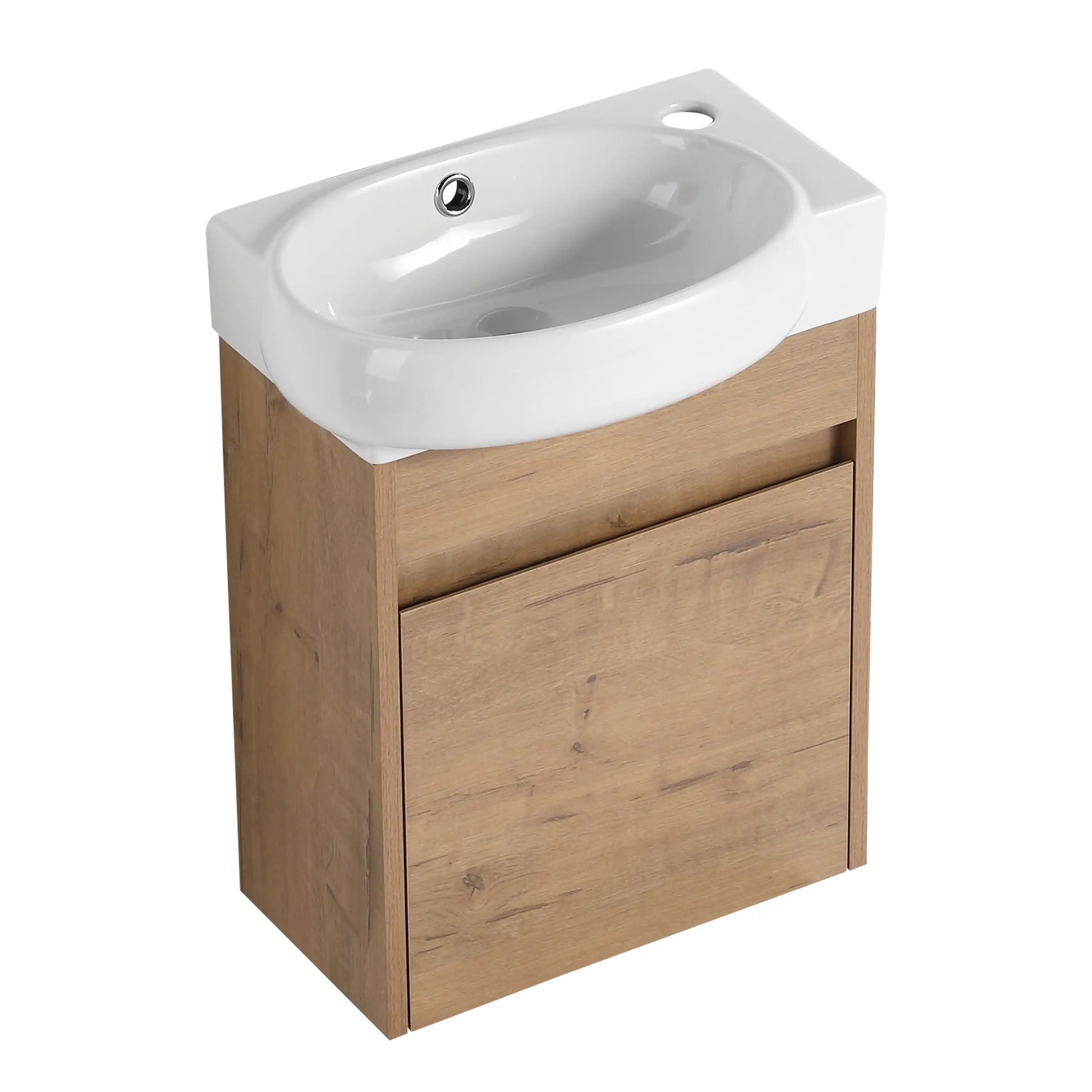 16" Soft-Close Bathroom Vanity with Sink – Ideal for Small Spaces color: Imitative Oak