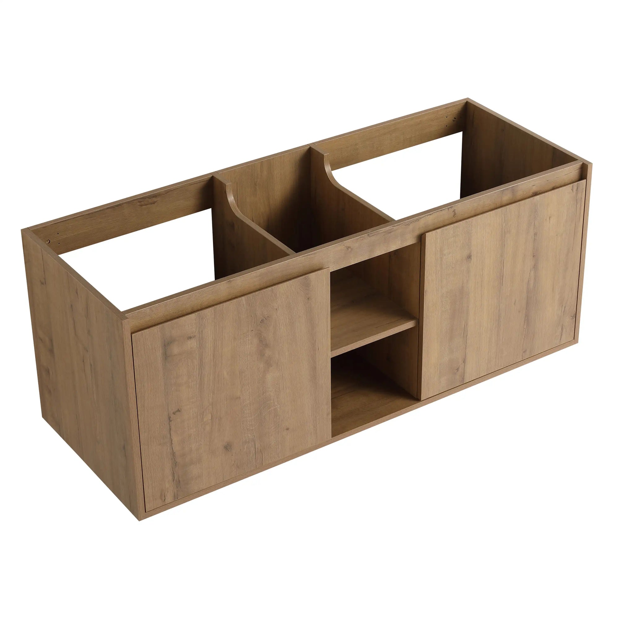 Oakridge Series 48" Wall-Mounted Bathroom Vanity with Center Open Storage &amp; Integrated Sinks