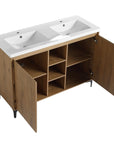 Interior storage layout of a 48 inch vanity for bathroom with adjustable shelves and spacious compartments for organization | Ace Decor