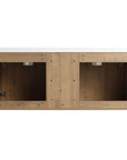 48 inch wall mounted bathroom vanity with sink interior view showing dual cabinet compartments and plumbing space | Ace Decor