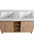 48" Freestanding Bathroom Vanity with Double Sinks & Soft Close Doors color: Imitative Oak