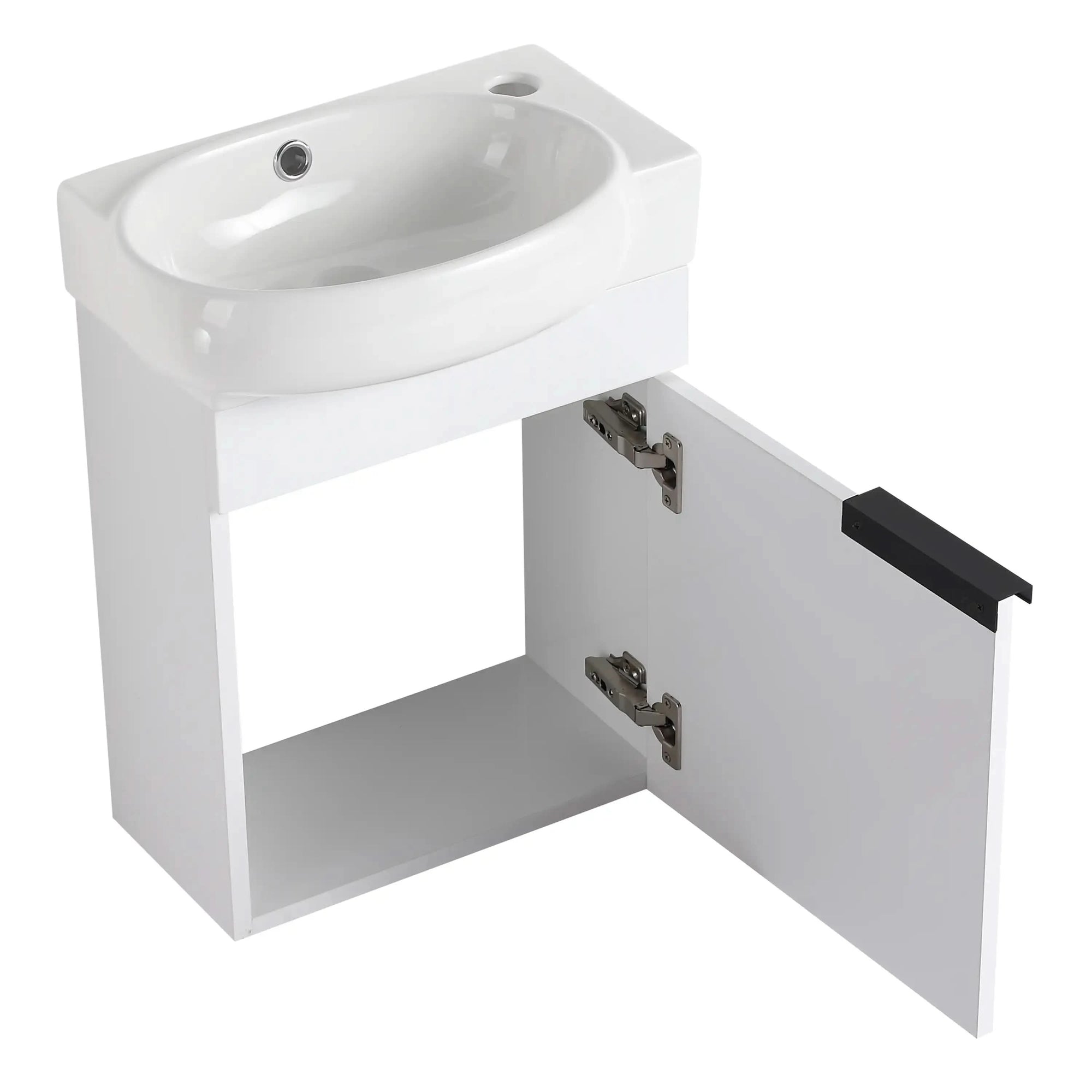 16" Soft-Close Bathroom Vanity with Sink – Ideal for Small Spaces color: Gloss White