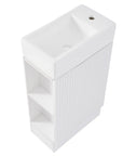 18.6" tiny vanity bathroom cabinet with side shelf, top angled view | Ace Decor