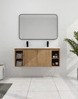 48" Freestanding Bathroom Vanity with Double Sinks & Soft Close Doors color: Imitative Oak