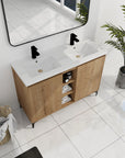 Top view of a 48 inch vanity for bathroom with double integrated sinks and clean white countertop | Ace Decor