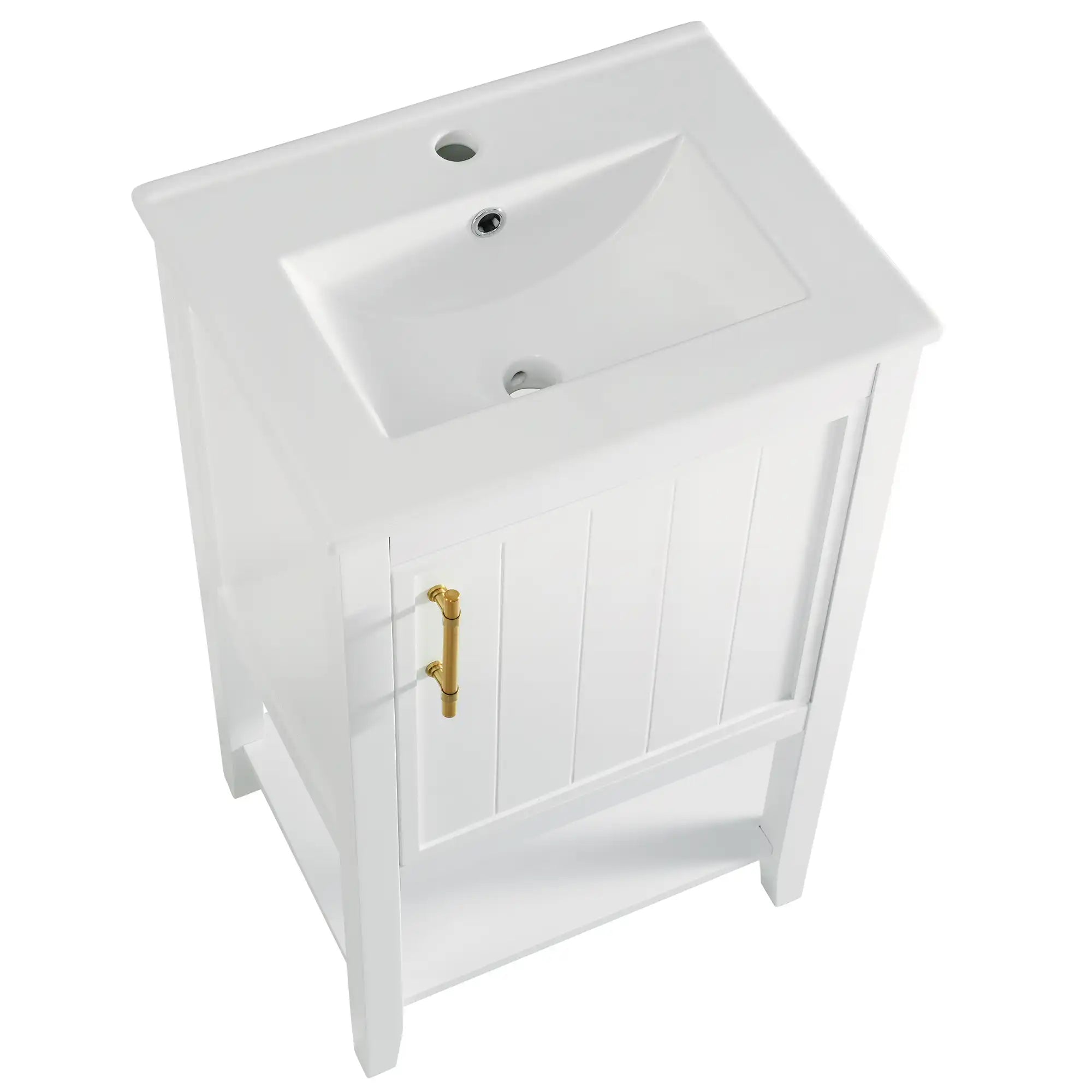 20" white bathroom vanity unit top view with sink | Ace Decor