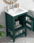 bathroom vanity cabinet open shelf color:green