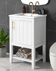 bathroom vanity cabinet open shelf color:white