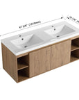 48" Freestanding Bathroom Vanity with Double Sinks & Soft Close Doors color: Imitative Oak