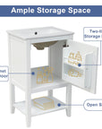 bathroom vanity cabinet open shelf color:white