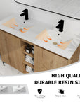 Detail view of a 48 inch vanity for bathroom highlighting high-quality durable resin sinks designed for easy cleaning | Ace Decor
