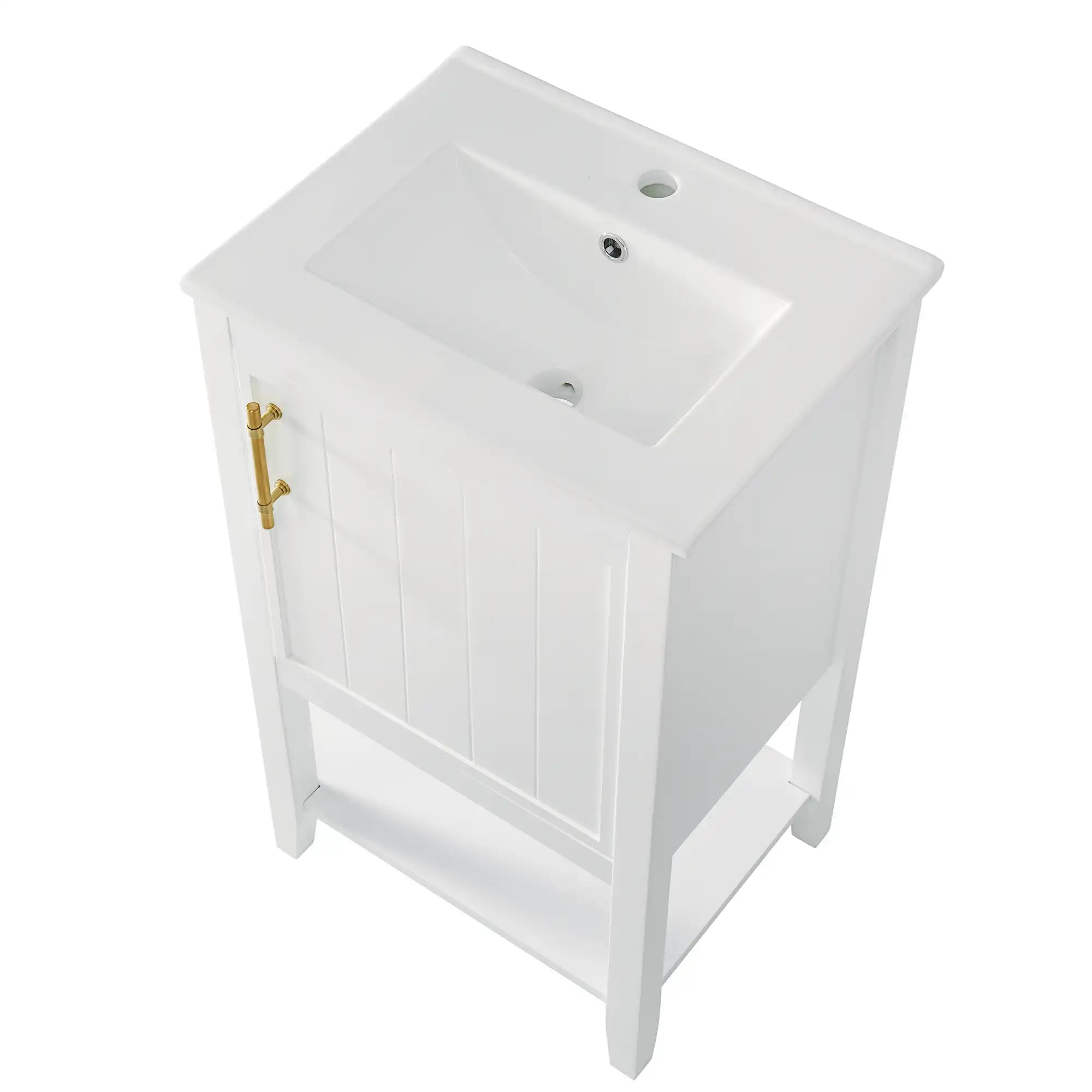 20" white bathroom vanity unit top view with sink | Ace Decor