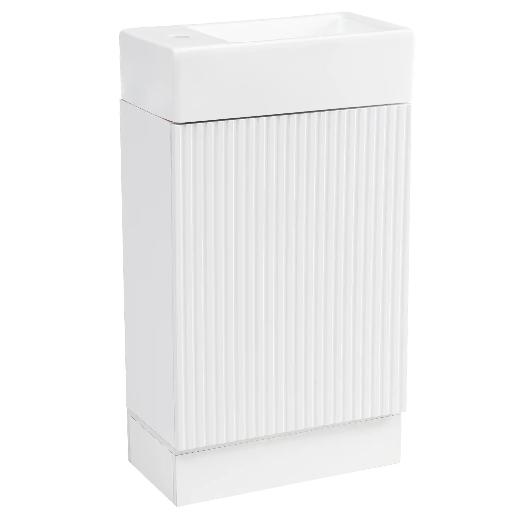 18.6" tiny vanity bathroom cabinet with sink, front angled view | Ace Decor