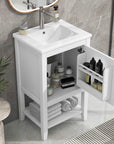 bathroom vanity cabinet open shelf color:white