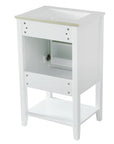 20" white bathroom vanity unit back view with open shelf | Ace Decor