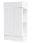 18.6" tiny vanity bathroom cabinet with side shelf, rear angled view | Ace Decor
