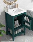 bathroom vanity cabinet open shelf color:green