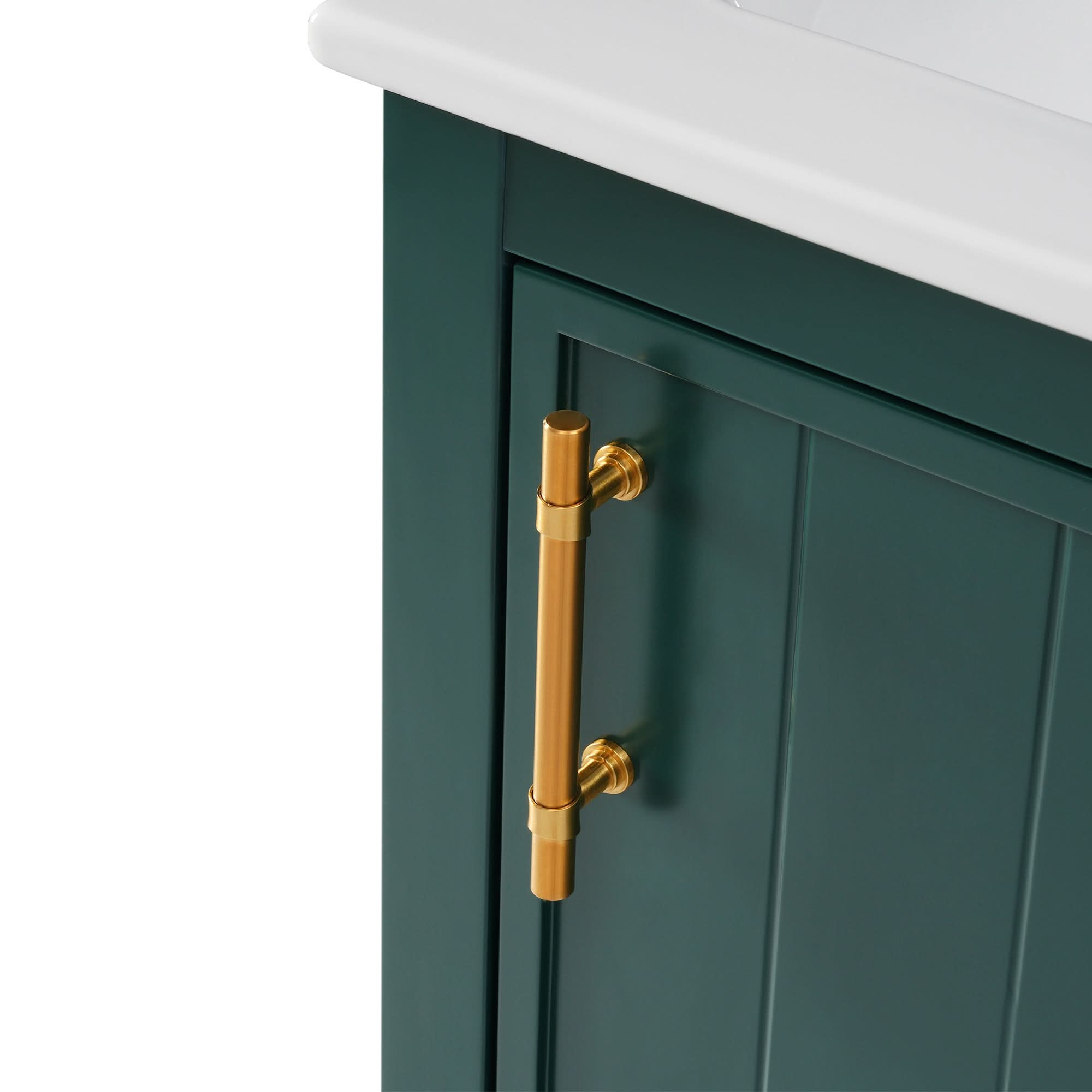 bathroom vanity cabinet open shelf color:green