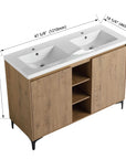 48" Freestanding Bathroom Vanity with Double Sinks & Soft Close Doors color: Imitative Oak