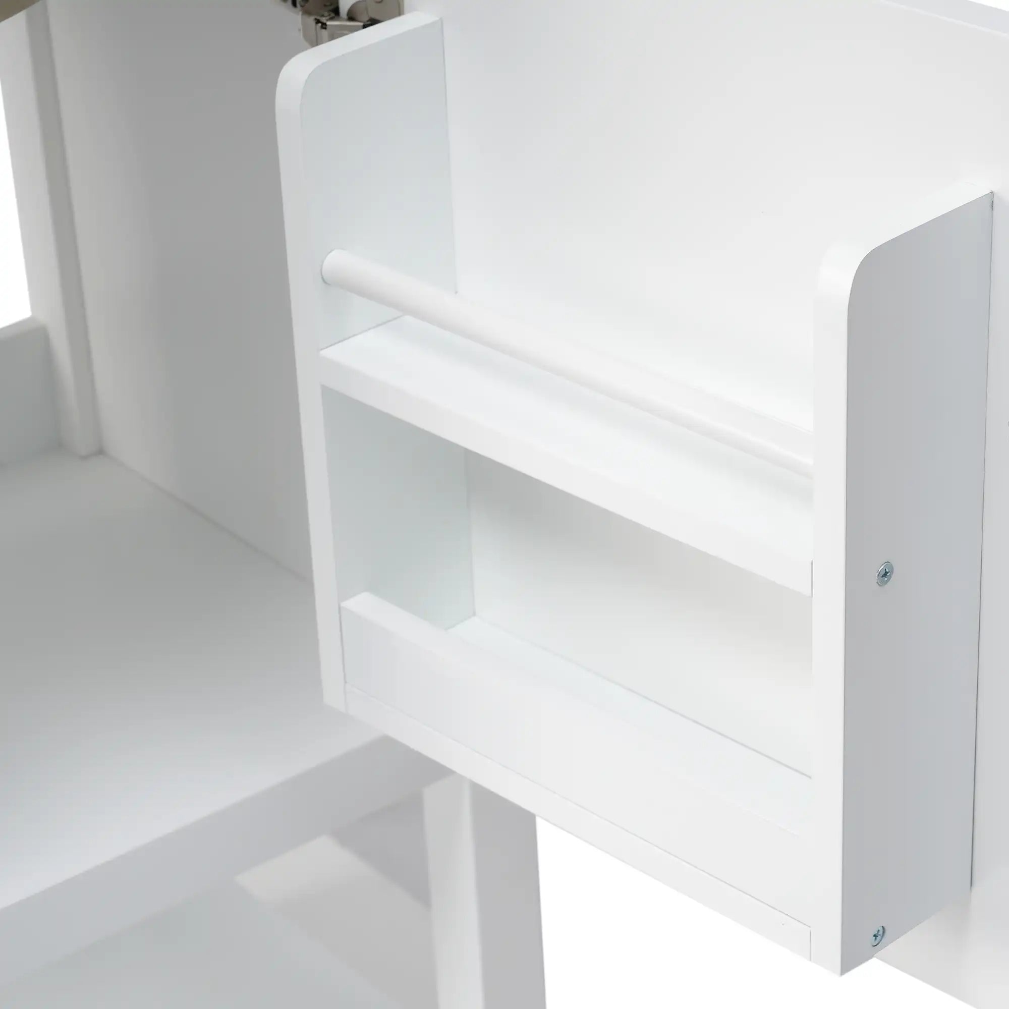 20" white bathroom vanity unit door rack storage detail | Ace Decor