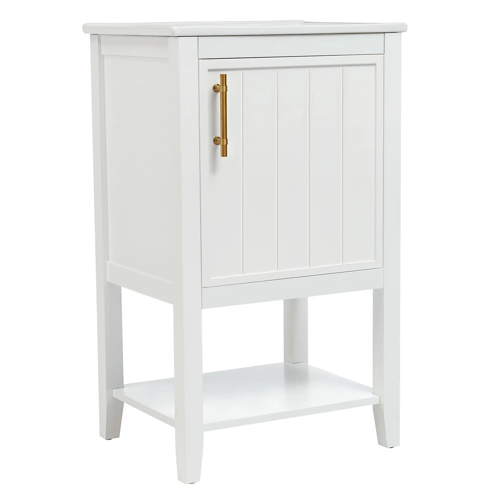 20" white bathroom vanity unit angled front view | Ace Decor