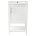 20" white bathroom vanity unit front view with open shelf | Ace Decor