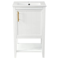 20" white bathroom vanity unit front view with open shelf | Ace Decor