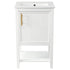 20" white bathroom vanity unit front view with open shelf | Ace Decor