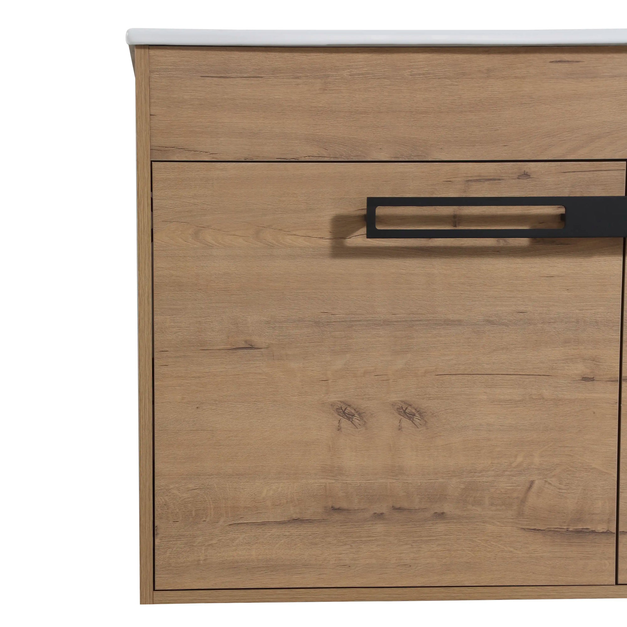 Brookline Series 36" Imitative Oak Freestanding Bathroom Vanity with Ceramic Sink &amp; Metal Legs