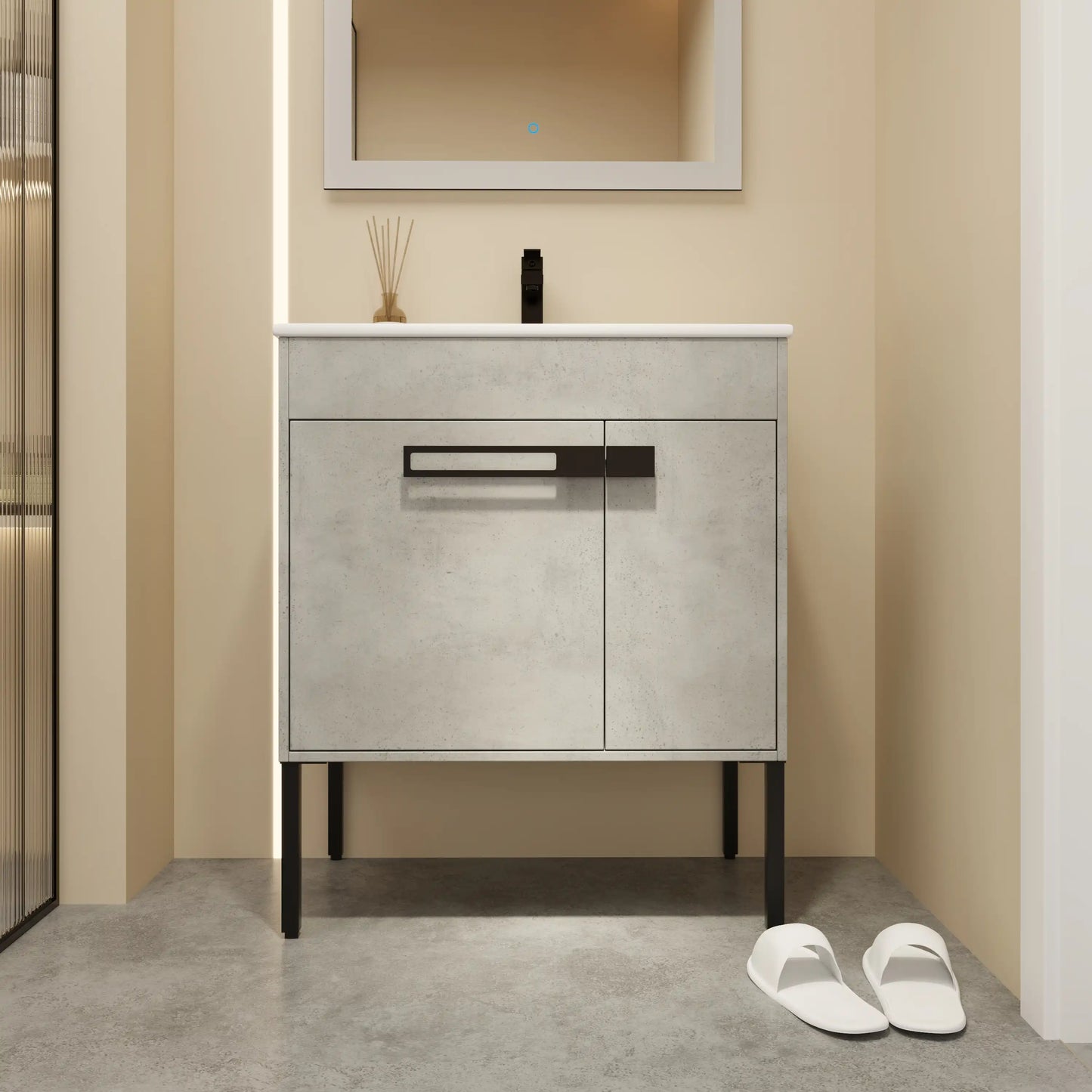 Bathroom Vanity With Sink, Freestanding Bathroom Vanity or Floating is Optional Conversion color: Cement Grey | size:30 inch