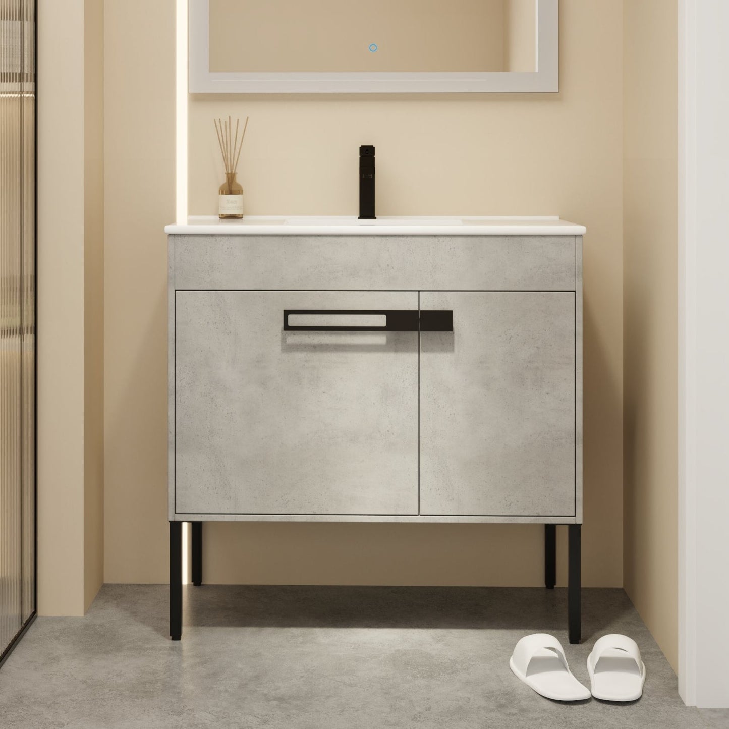 Bathroom Vanity With Sink, Freestanding Bathroom Vanity or Floating is Optional Conversion color: Cement Grey | size:36 inch