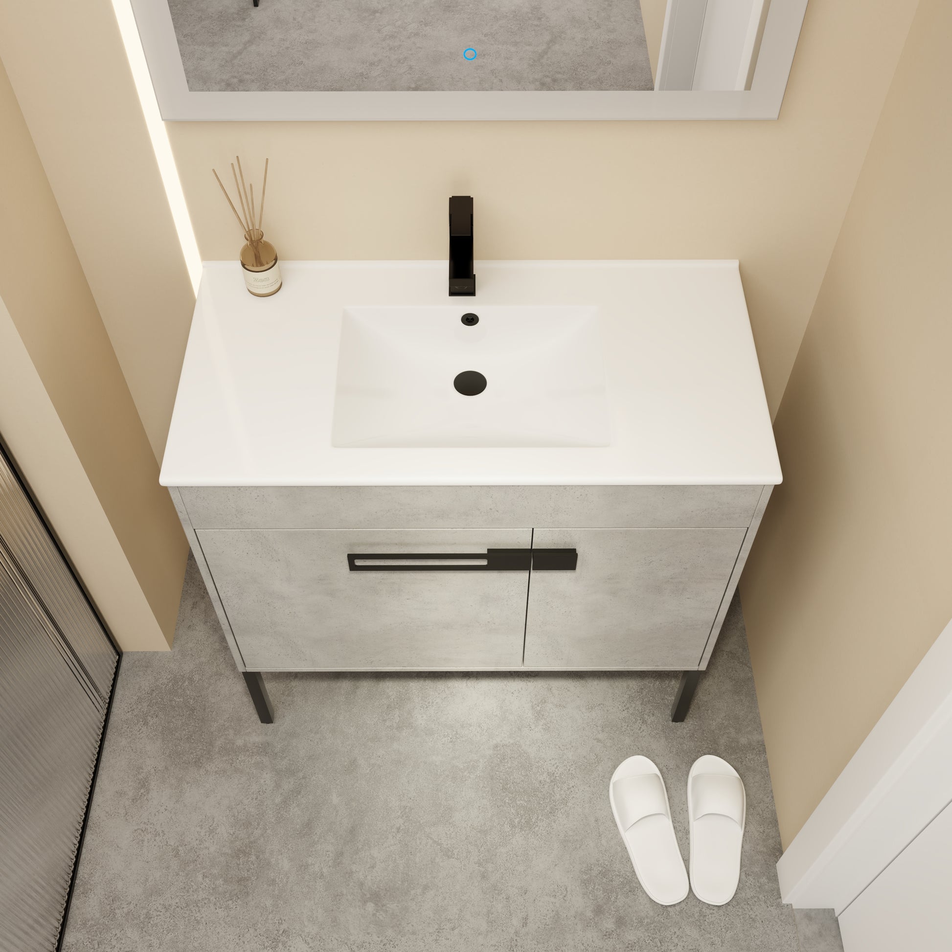 Bathroom Vanity With Sink, Freestanding Bathroom Vanity or Floating is Optional Conversion color: Cement Grey | size:36 inch