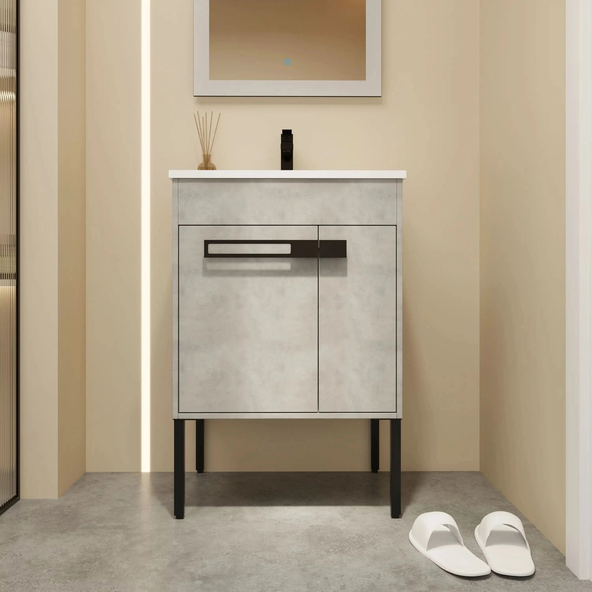 Bathroom Vanity With Sink, Freestanding Bathroom Vanity or Floating is Optional Conversion color: Cement Grey | size:24 inch