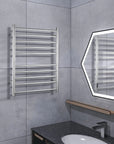 Silver Electric Heated Towel Rack - Wall-Mounted Towel Warmer with 10 Stainless Steel Bars color: Silver