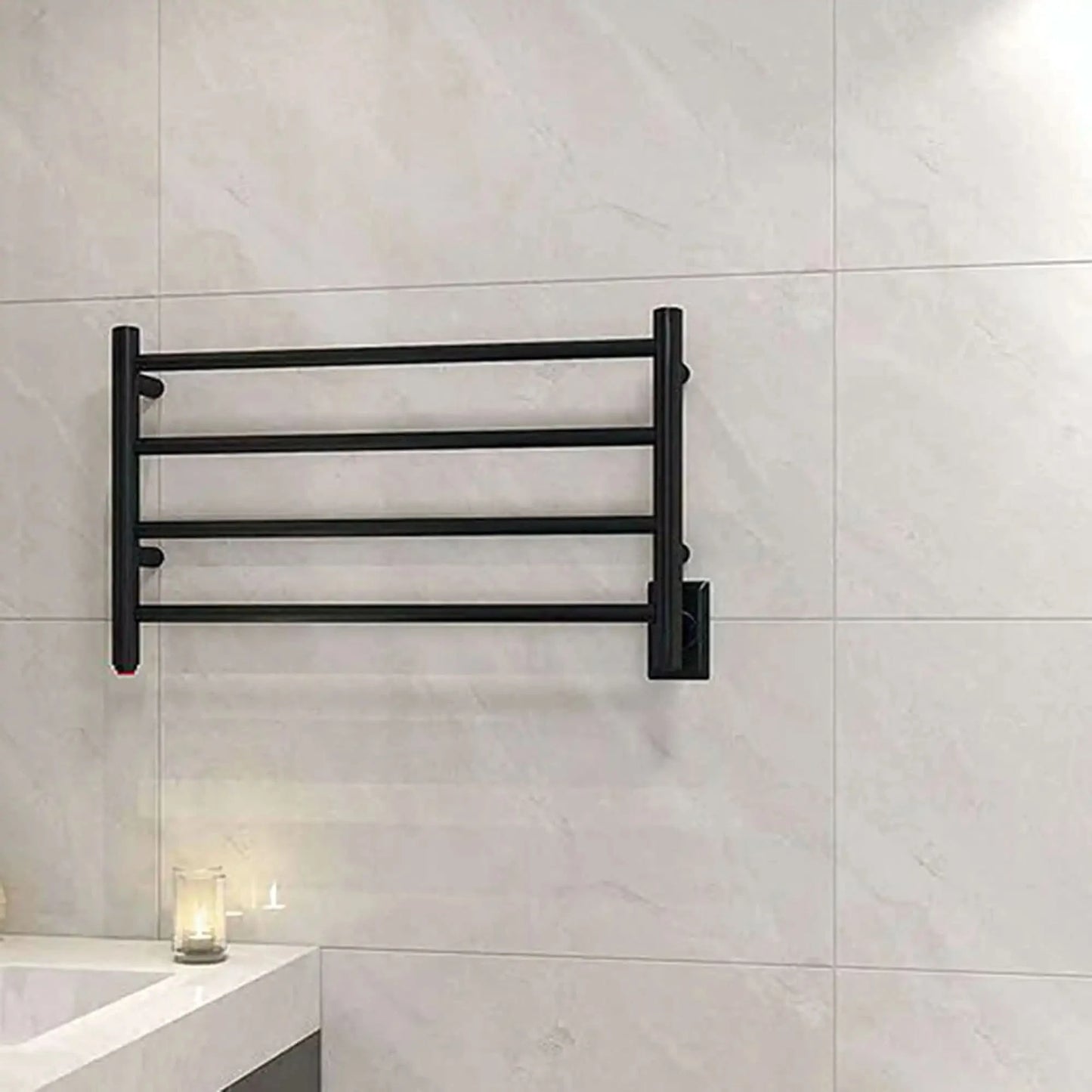 Black Electric Heated Towel Warmer - 4-Bar Stainless Steel Rack for Warm, Dry Towels color: Black