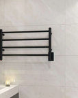 Black Electric Heated Towel Warmer - 4-Bar Stainless Steel Rack for Warm, Dry Towels color: Black