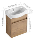 16" Soft-Close Bathroom Vanity with Sink – Ideal for Small Spaces color: Imitative Oak