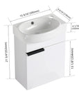 16" Soft-Close Bathroom Vanity with Sink – Ideal for Small Spaces color: Gloss White