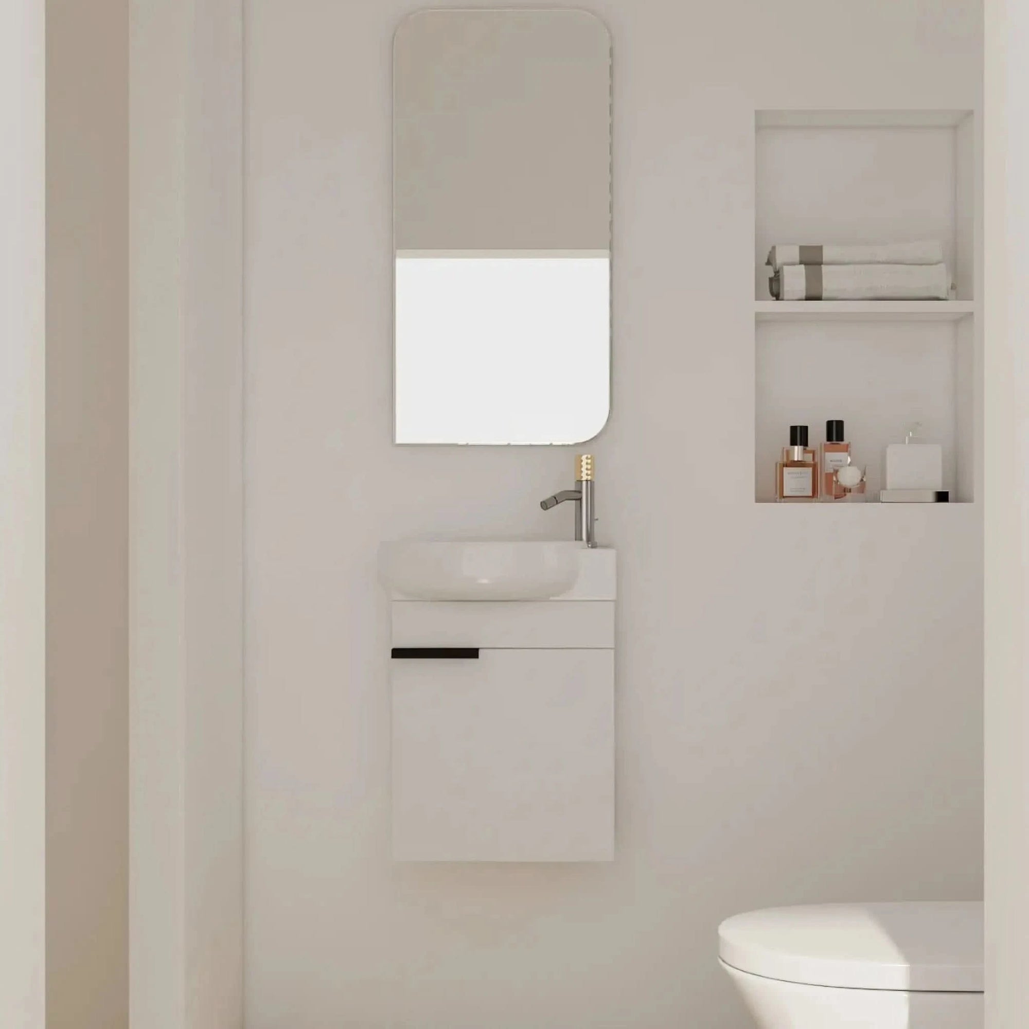 16" Soft-Close Bathroom Vanity with Sink – Ideal for Small Spaces color: Gloss White