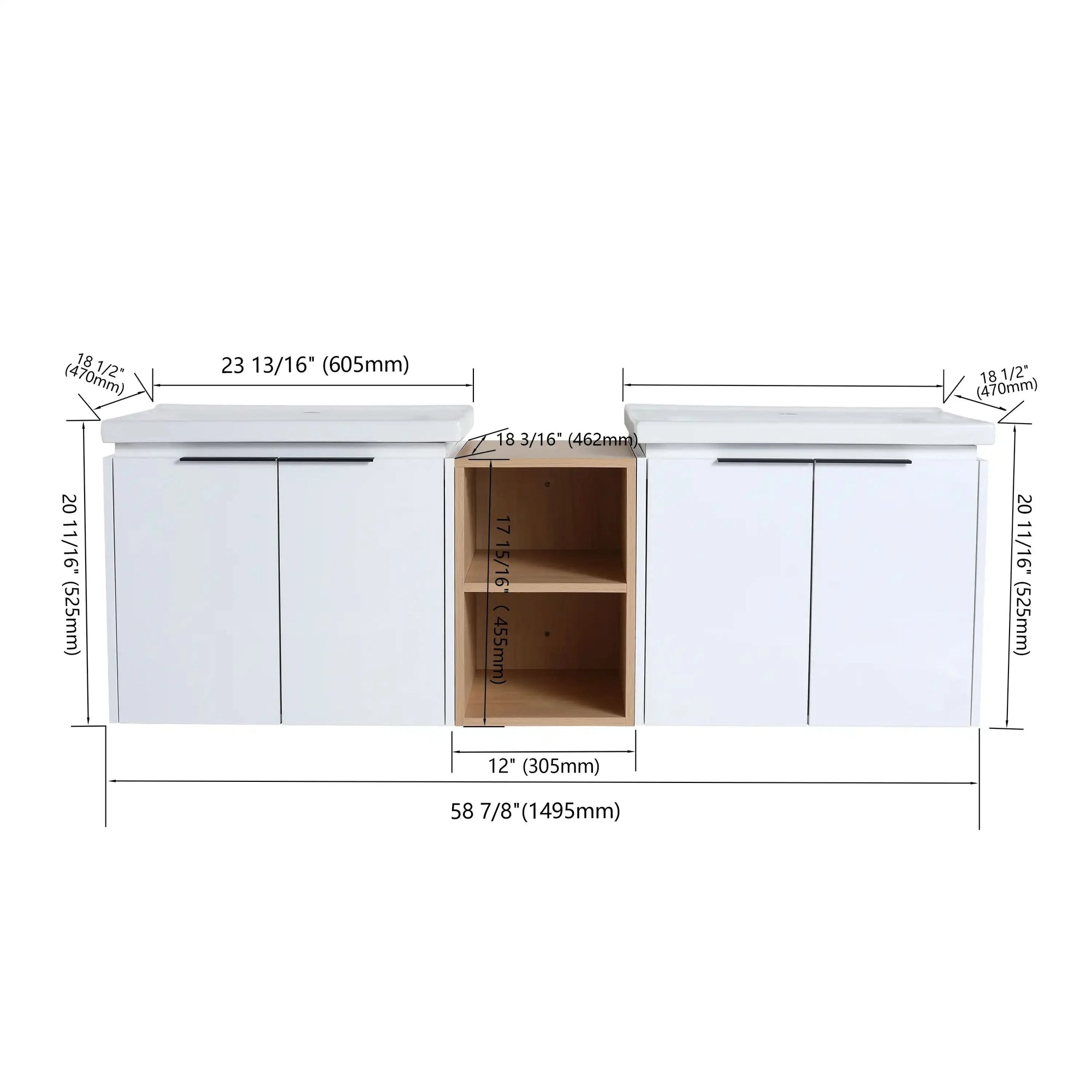 24&quot; Soft Close Bathroom Vanity with Sink - Ideal for Small Spaces size: 60 X 19