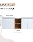 60" vanity with shelf on the side product size diagram for double sink wall-mounted vanity | Ace Decor