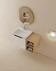 36" bathroom vanity with side shelf floating vanity with ceramic sink and open shelf storage | Ace Decor