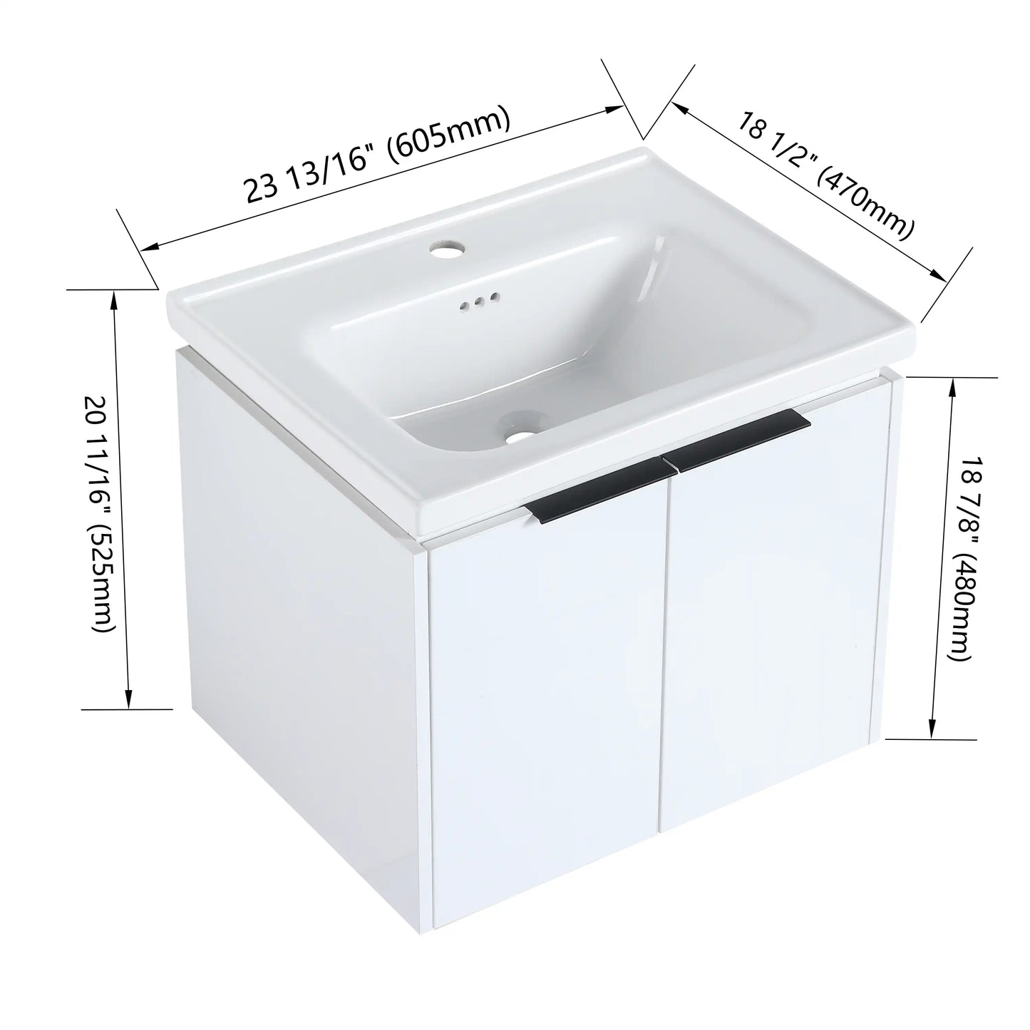 24" Soft Close Bathroom Vanity with Sink - Ideal for Small Spaces size: 24 X 19