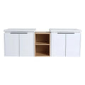 60" vanity with shelf on the side front view with dual cabinets and open center shelf | Ace Decor